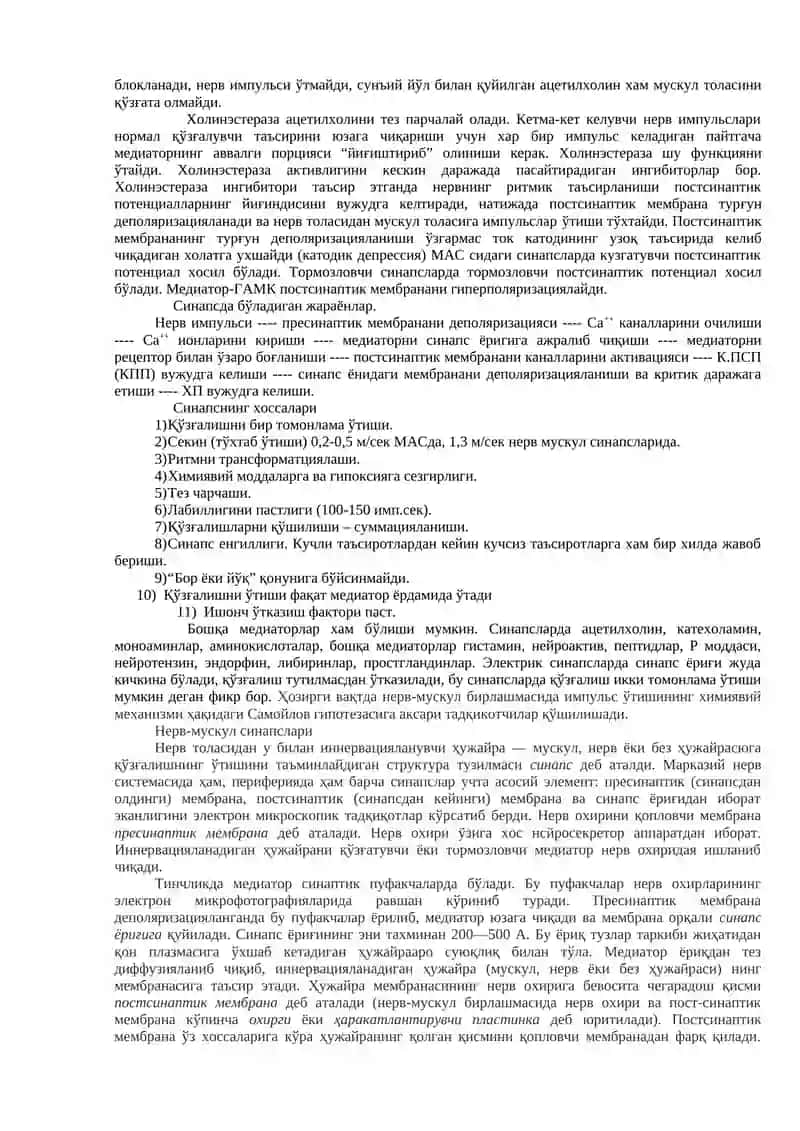 Асаб толаларининг ва синапсларнинг физиологияси 3
