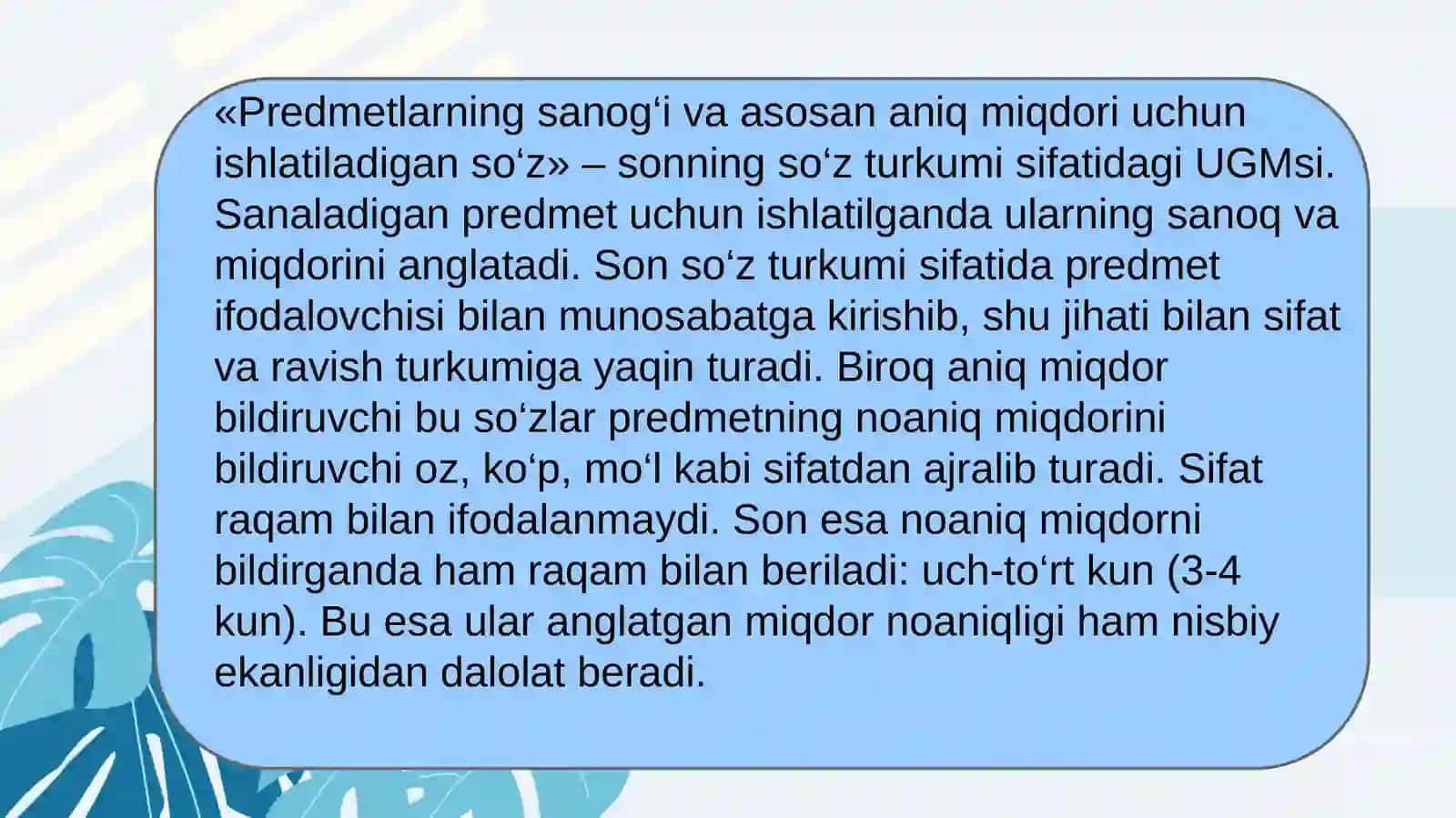 Son, uning grammatik xususiyatlari va tasniflovchi kategoriyalari 3