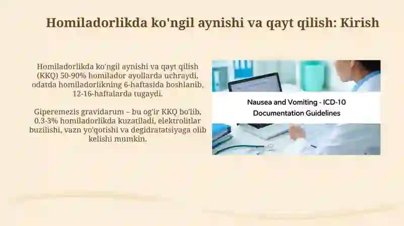 Homiladorlar ko'ngil aynishi va qusishi 3
