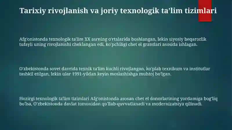 Afg'oniston va Uzbekistonda texnologik ta'lim sistemasining farqlari 3