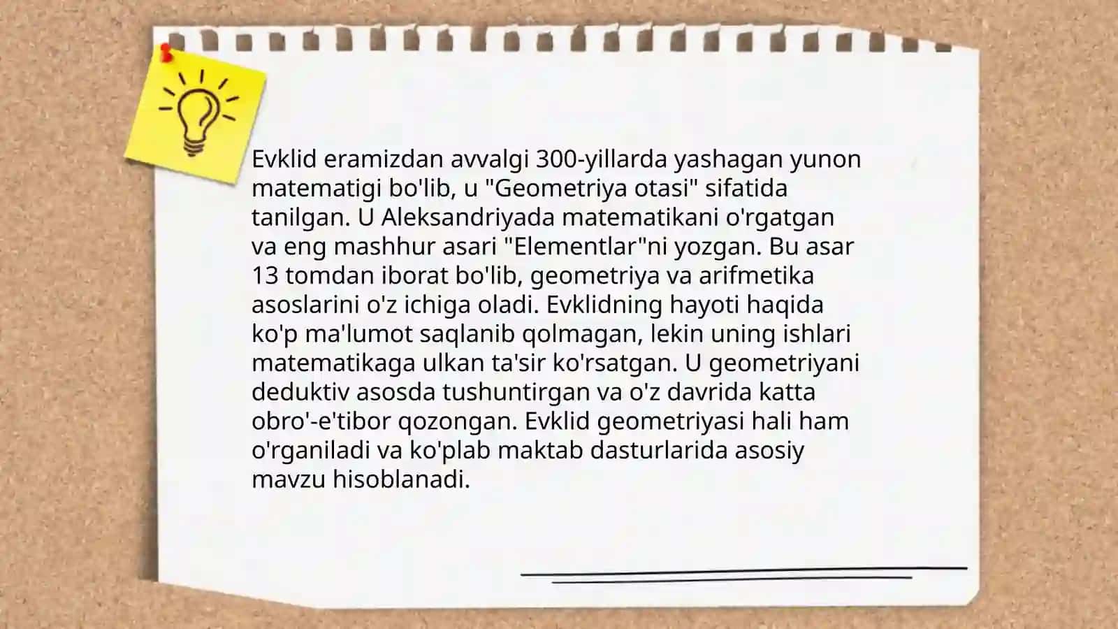 Yevklid va Eratosfen hayoti va ijodi haqida ma'lumot 3