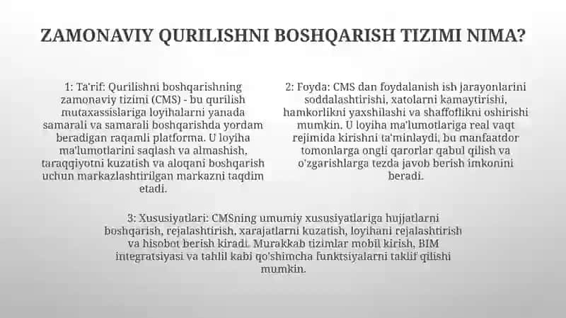 Qurilishni Boshqarishni Zamonaviy Tizimi 3