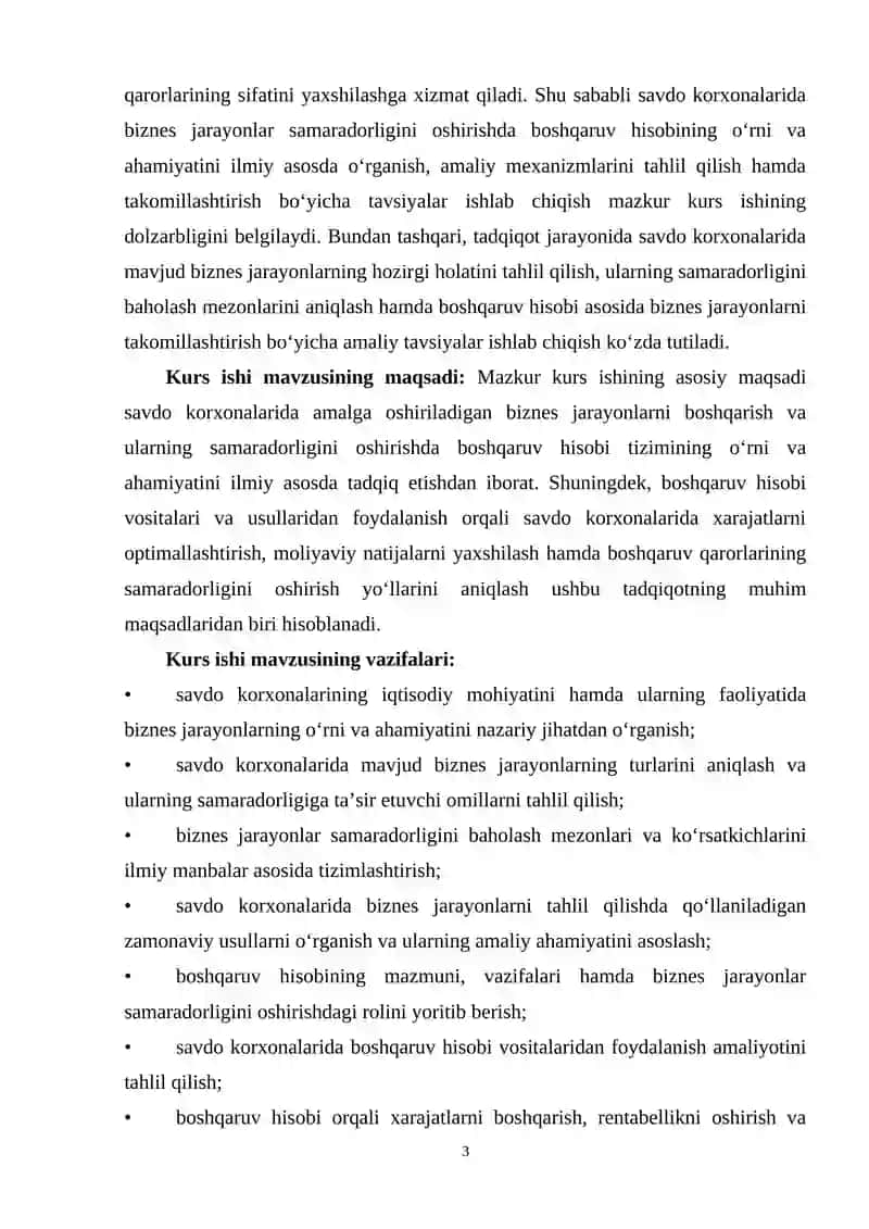 Savdo korxonalarida biznes jarayonlar samaradorligini oshirishda boshqaruv hisobi 3
