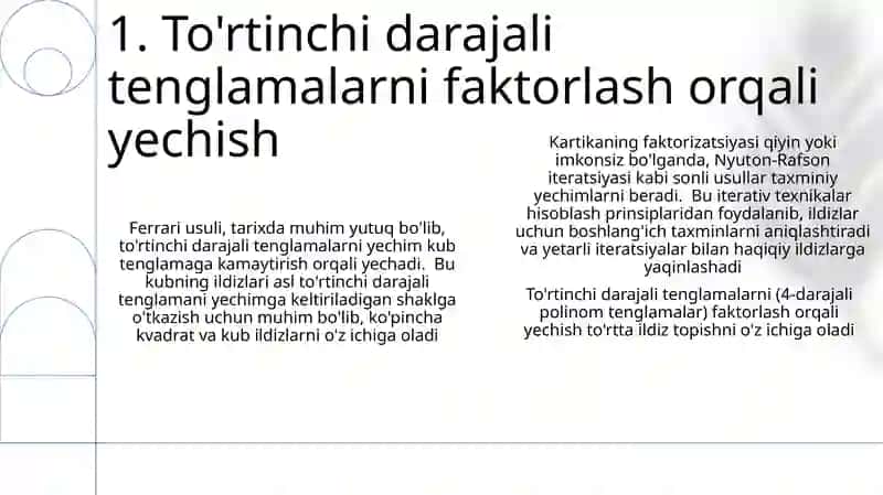 To'rtinchi darajali tenglamalar: Yechish strategiyasi 3