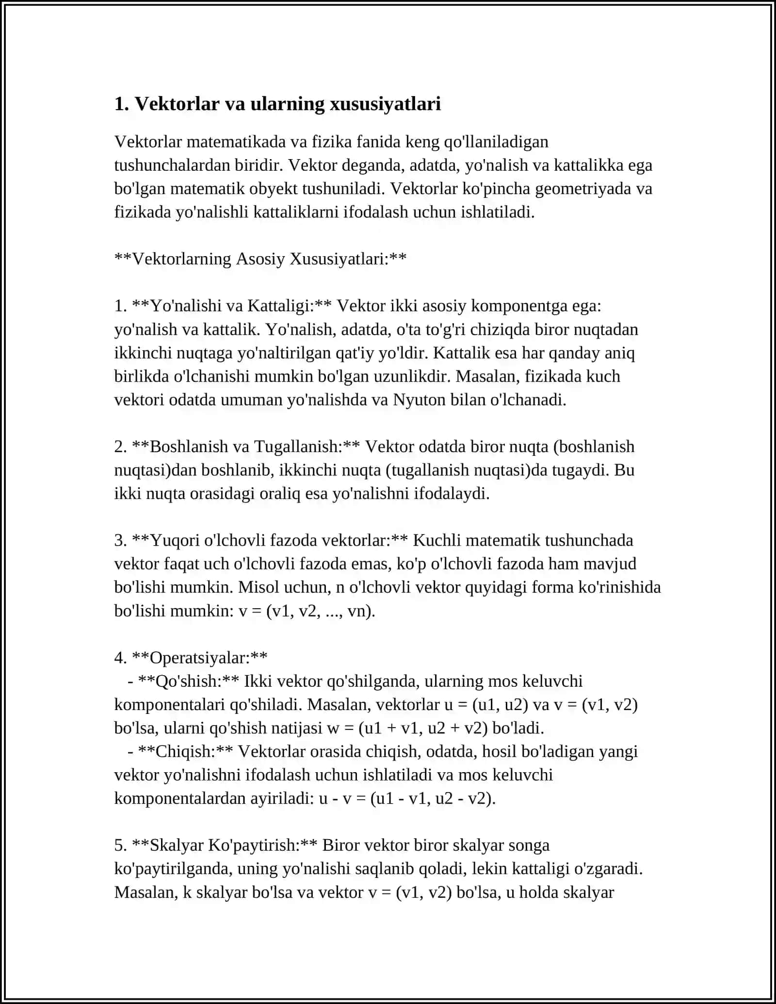 VEKTO‘RLARNI FUNKSIYA PARAMETIRLARI SIFATIDA QO‘LANILISHI 3
