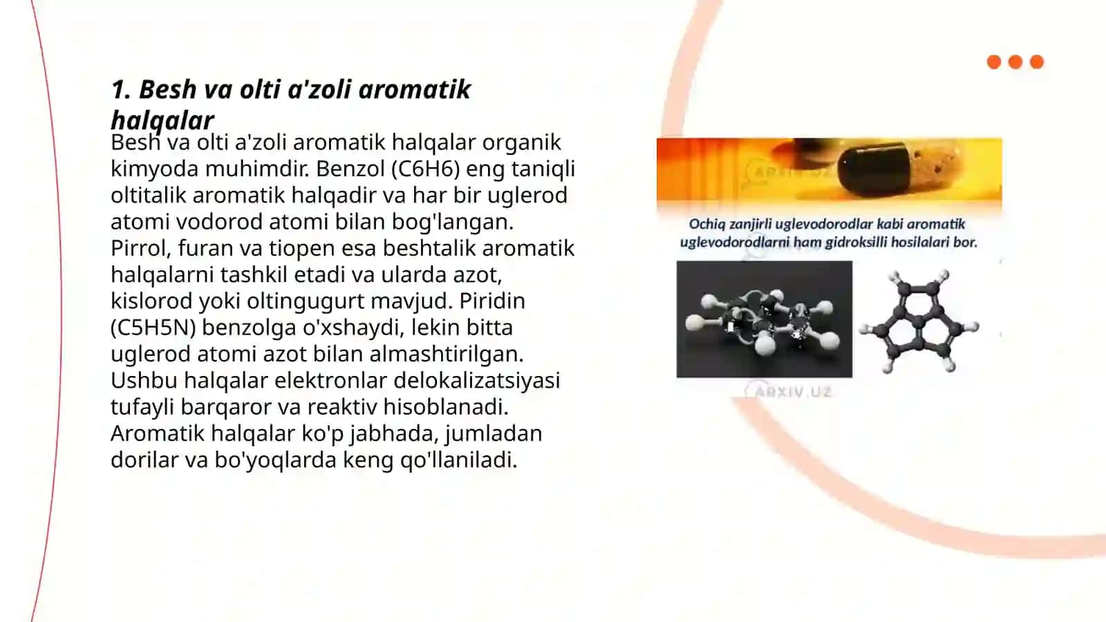 Besh va olti a'zoli aromatik halqalar 3