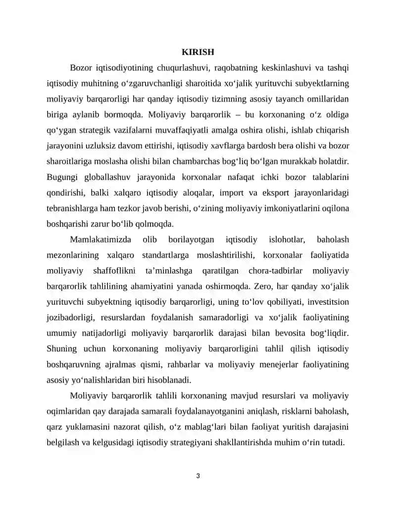 Xo‘jalik yurituvchi subyektlarning moliyaviy barqarorligi tahlili 3