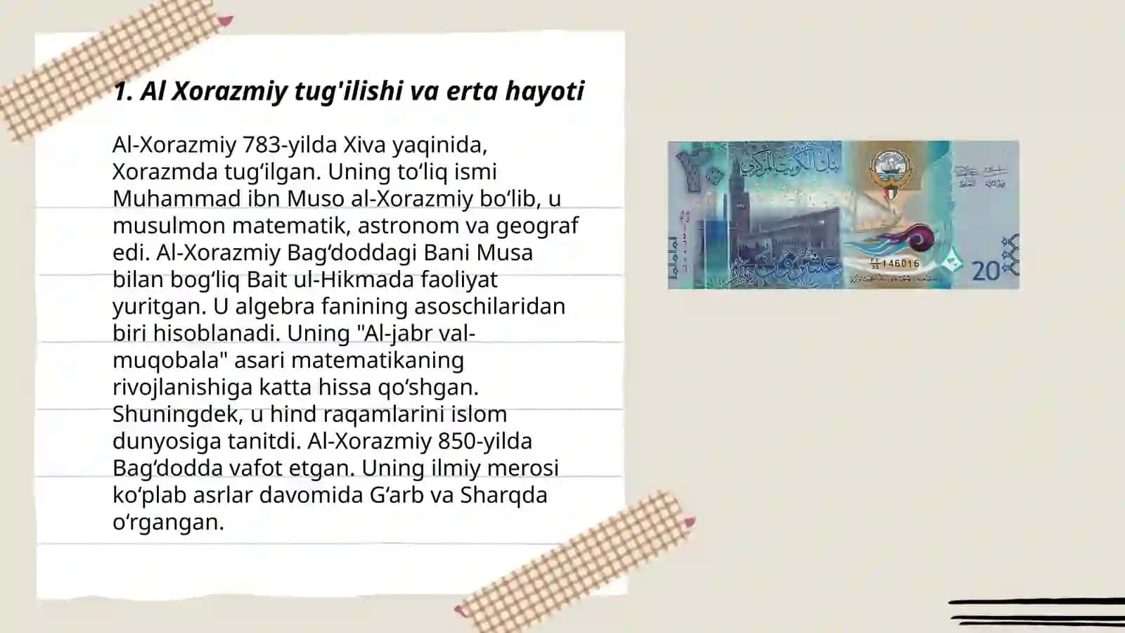 Al Xorazmiy hayoti va ijodi 3