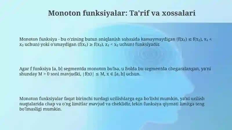 Monoton funksiyaning uzluksizligi isboti 3