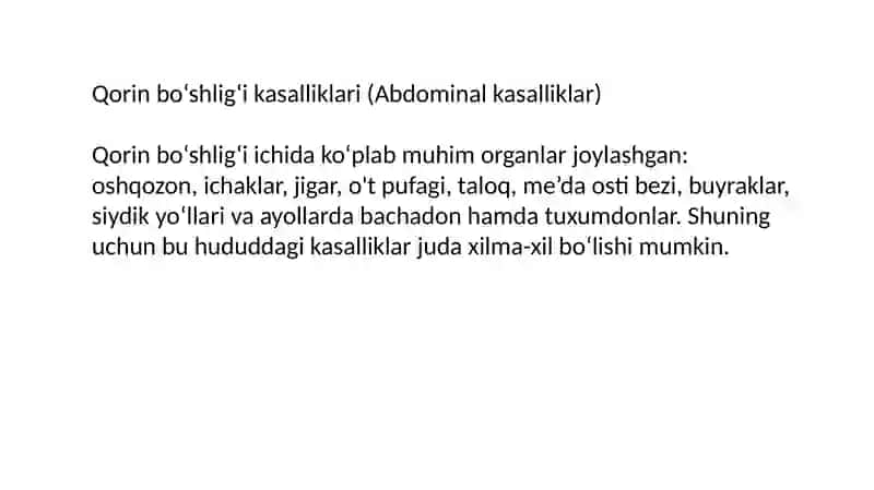 Qorin boʻshligʻi kasalliklari 3