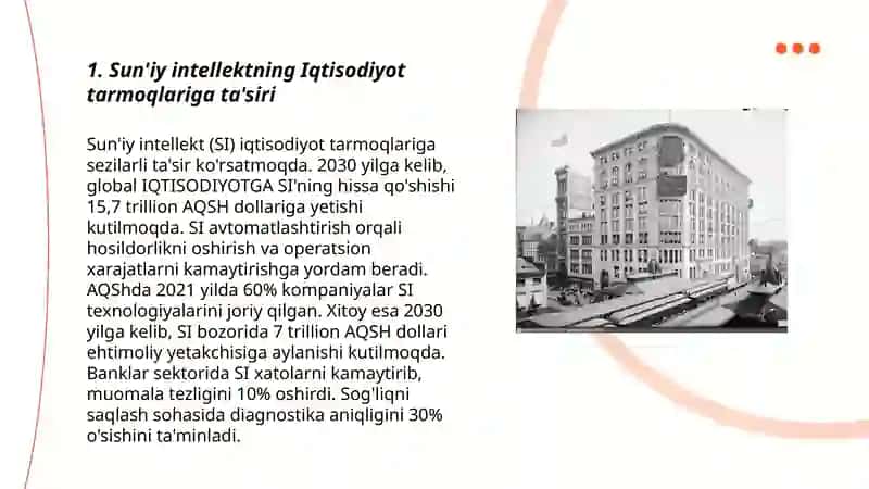 Iqtisodiyot sohalarida sun'iy intellektdan foydalanish xususiyatlari 3
