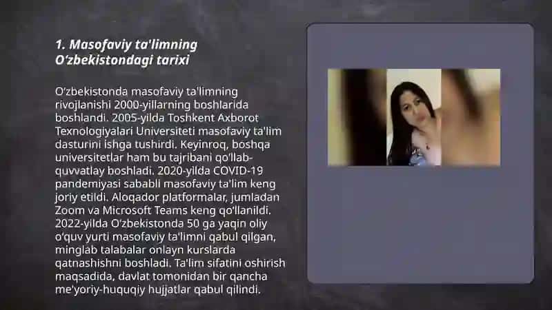 Oʻzbekiston respublikasida masofadan oʻqitishning rivojlanishi va sohada olib borilayotgan kompleks ilojlar 3