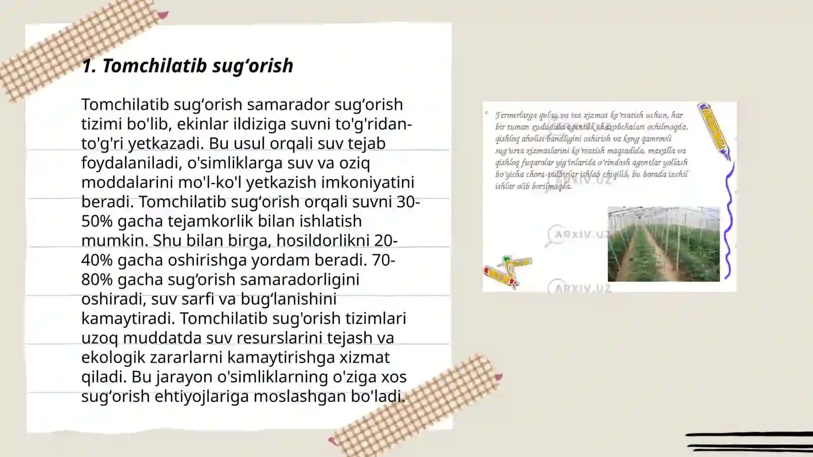 Tomchilatib sugʻorish usullari 3