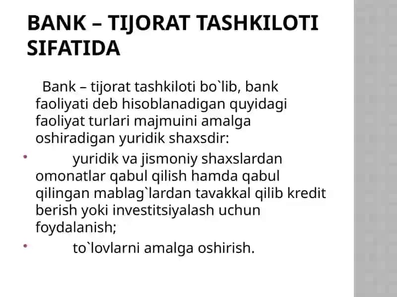 Tijorat banklari va ularning funktsiyalari 3