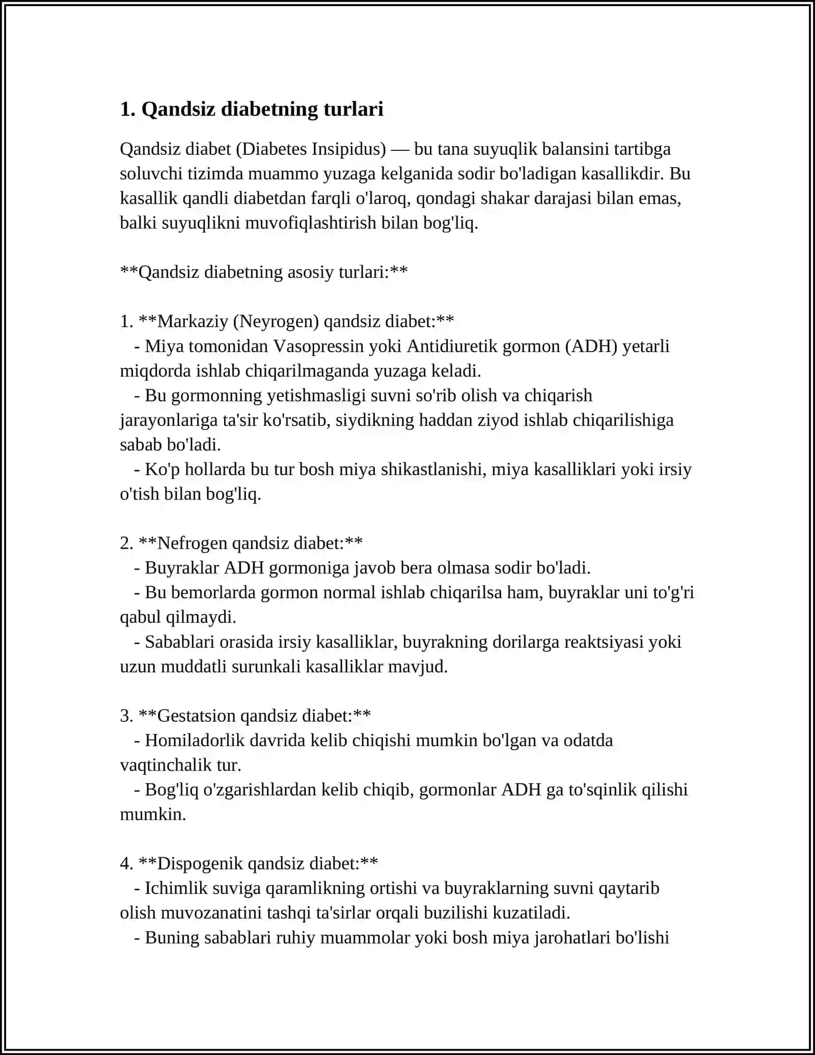 QANDSIZ DIABETNI DAVOLASHDA ISHLATILADIGAN DORI VOSITALARI 3