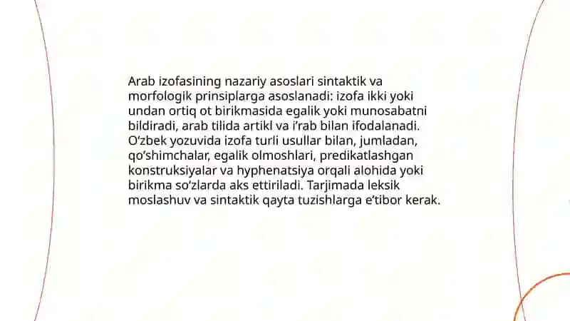 Arab izofasi uning oʻzbek yozuvidagi oʻrni 3