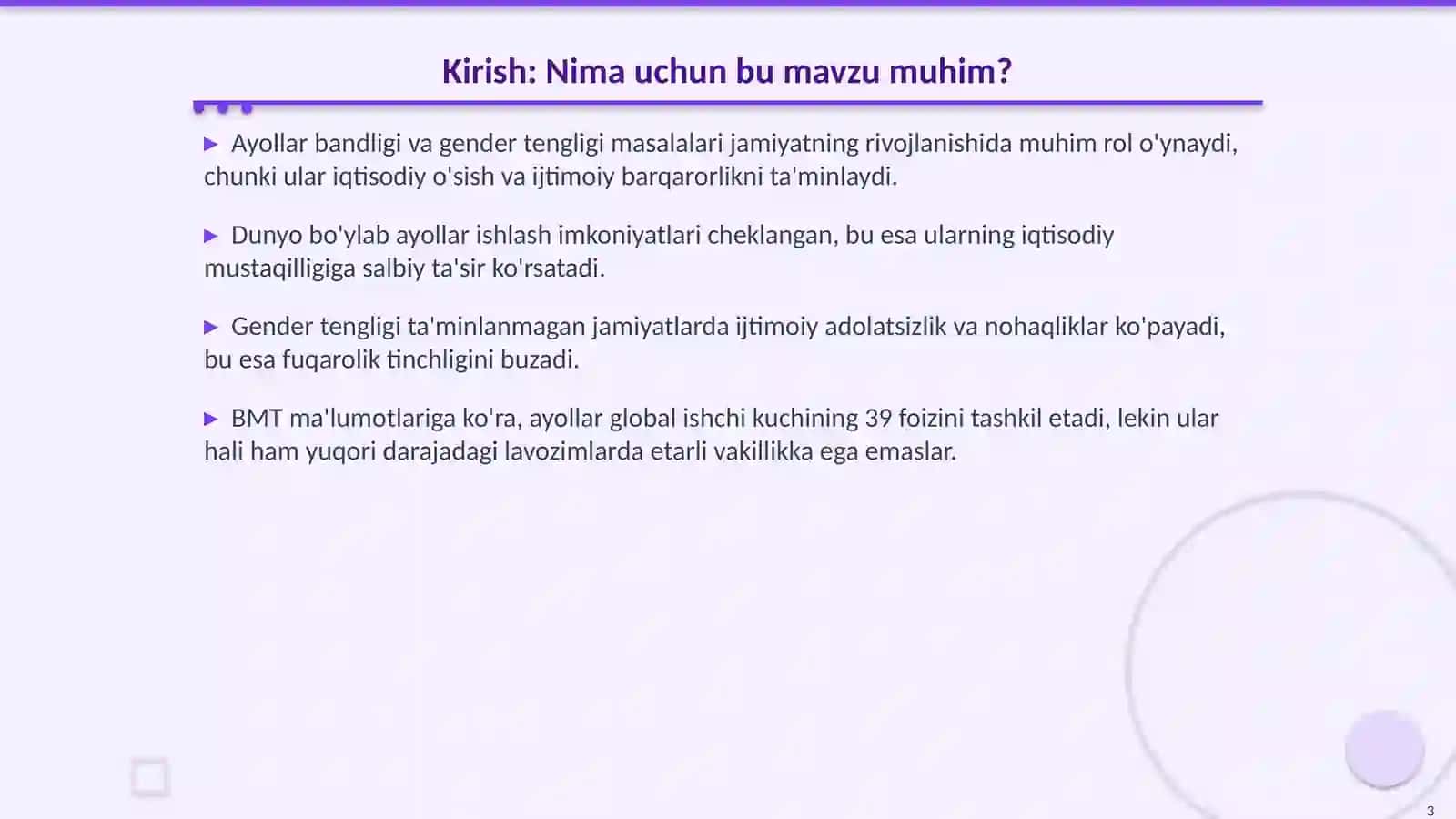 Ayollar bandligi va gender tengligi muammolari 3