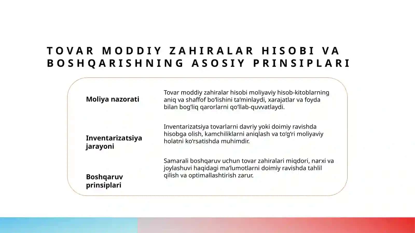 Tovar moddiy zahiralar hisobi 3