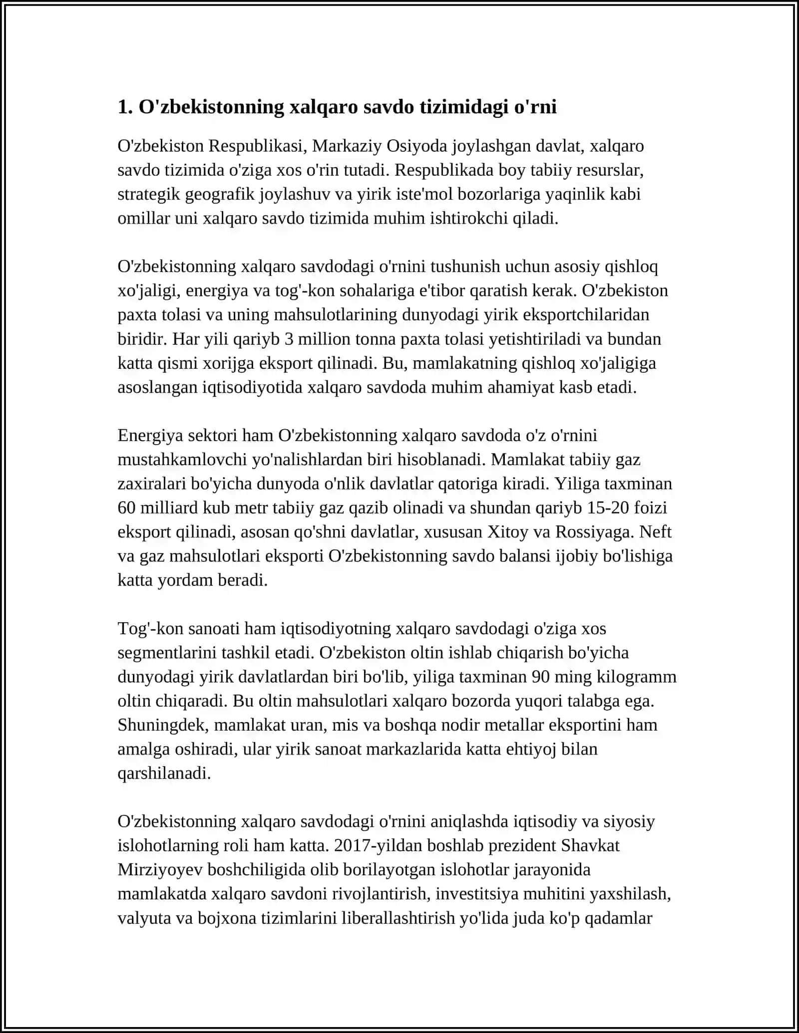O'zbekistonning Jahon iqtisodiyotiga integratsiyalashuvi va tashqi iqtisodiyot 3