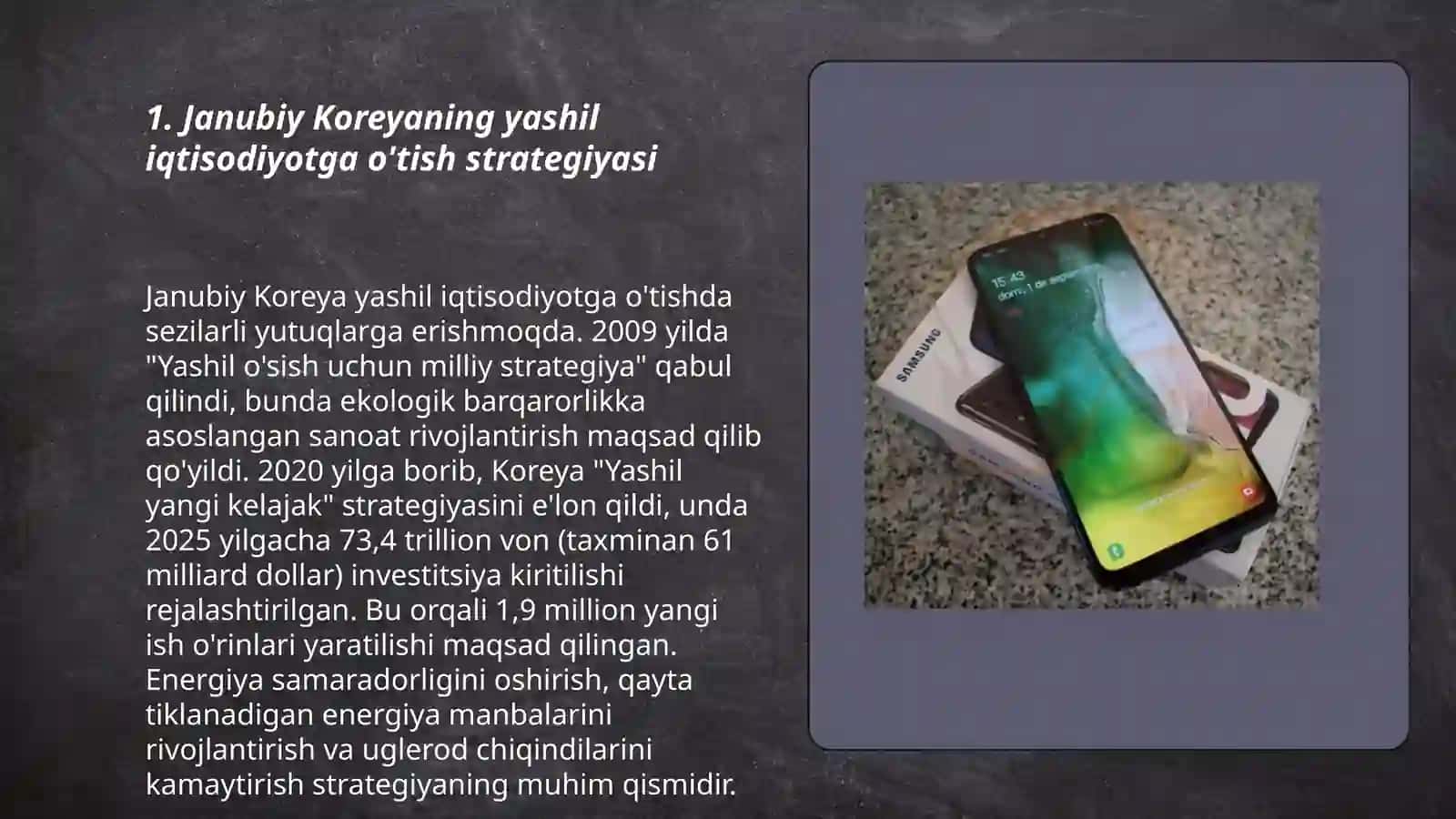 Janubiy Koreyaning yashil iqtisodiyotga o'tish strategiyasi 3