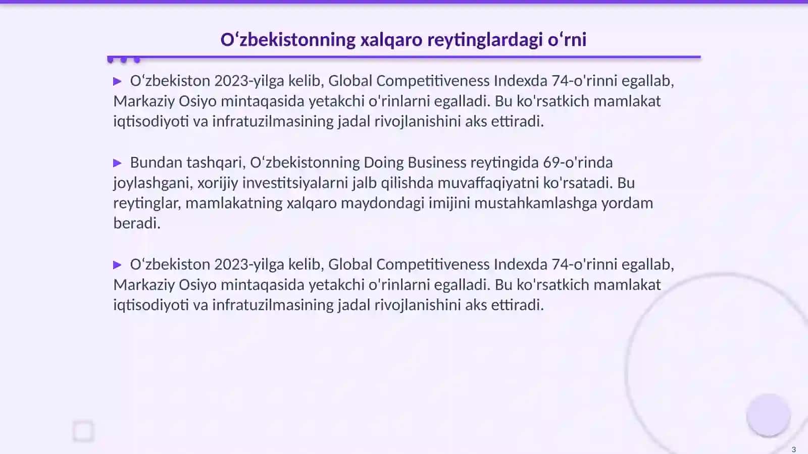 Oʻzbekistonni xalqaro reytinglardagi koʻrsatkichlarini koʻtarishning tarixiy va siyosiy ahamiyati 3