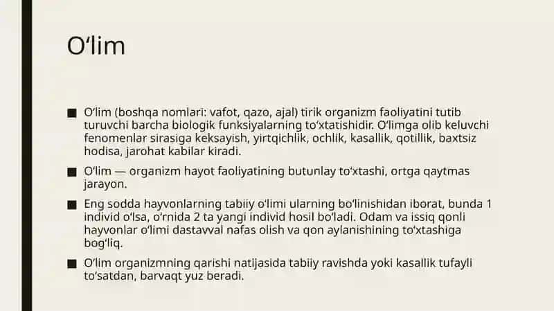 O’lim haqida tushuncha 3