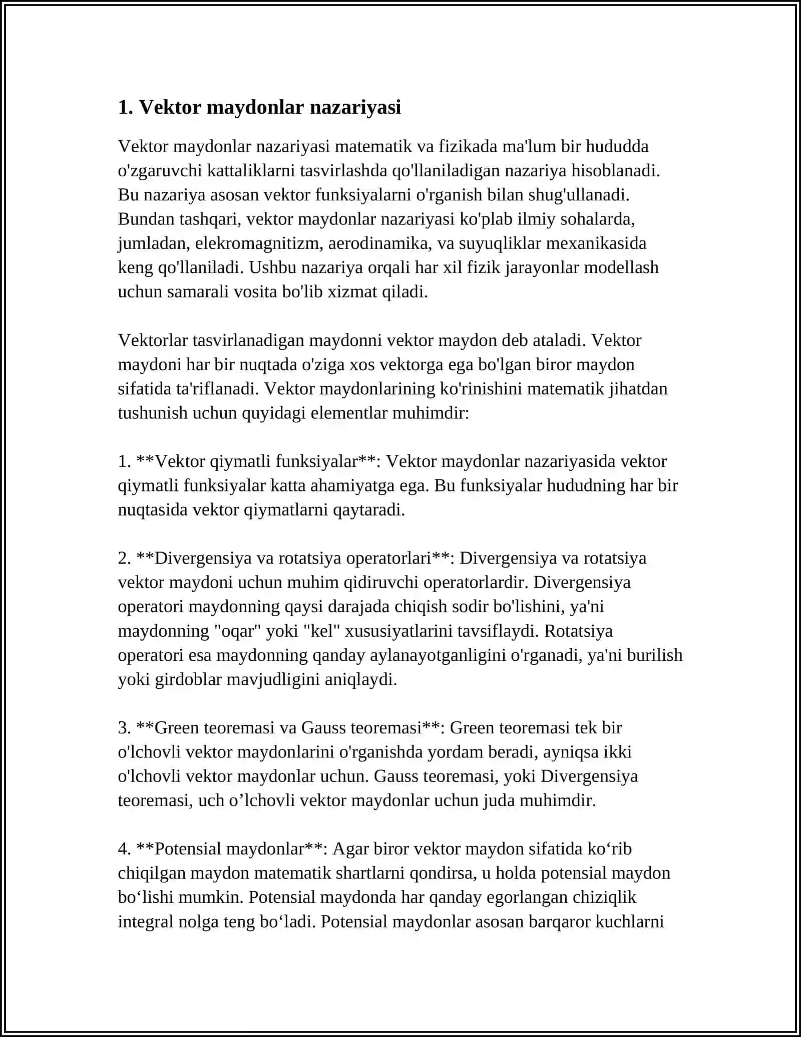 MAYDONLAR NAZARIYASIDA VEKTOR HISOB TATBILARI 3