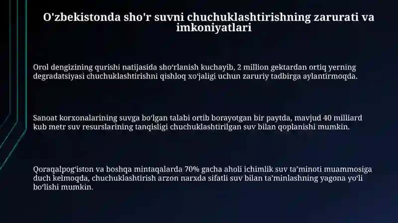 O'zbekiston sharoitida shor suvnichuchuklashtirishgoyasi 3