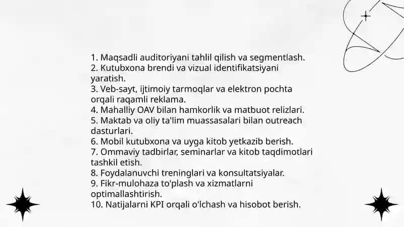 Kutubxona xizmatlarini targ'ib qilish va ommaviy tadbirlar tashkil etish 3