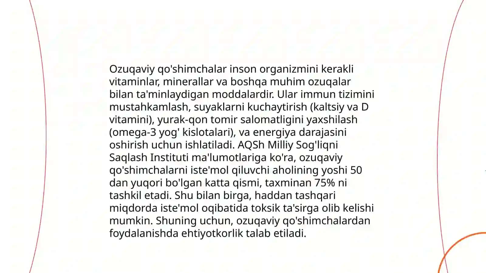 Ozuqaviy qo'shimchalar ta'sirini fiziologik baholash 3