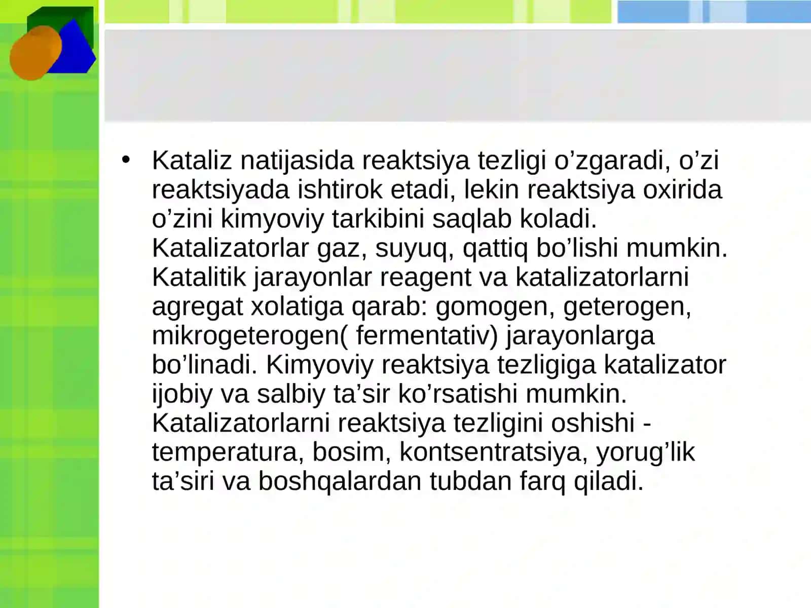 Katalitik jarayonlarni ishlab chiqarishda tutgan o`rni va vazifalari 3