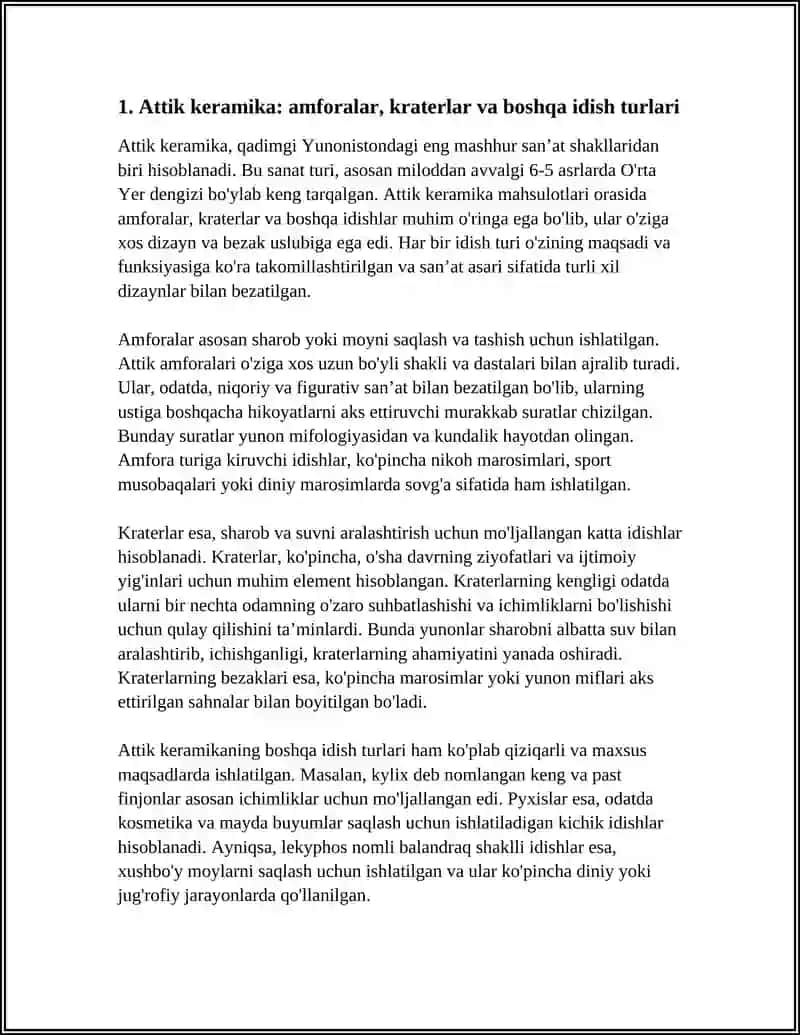 Attik keramika: amforalar, kraterlar va boshqa idish turlari 3