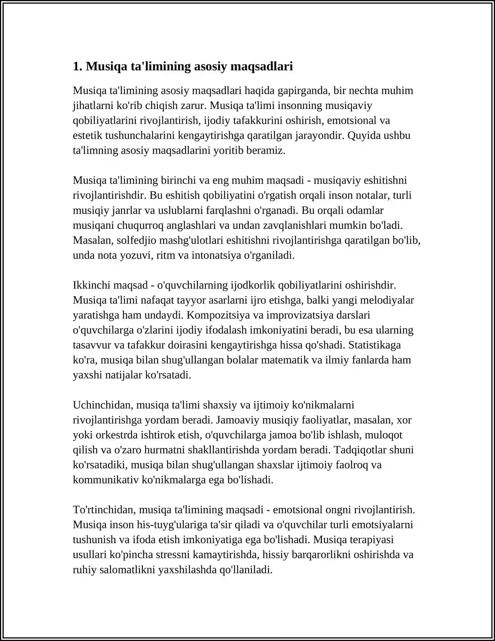 MUSIQA O'QITISHNING VAZIFALARI VA MAZMUNI 3