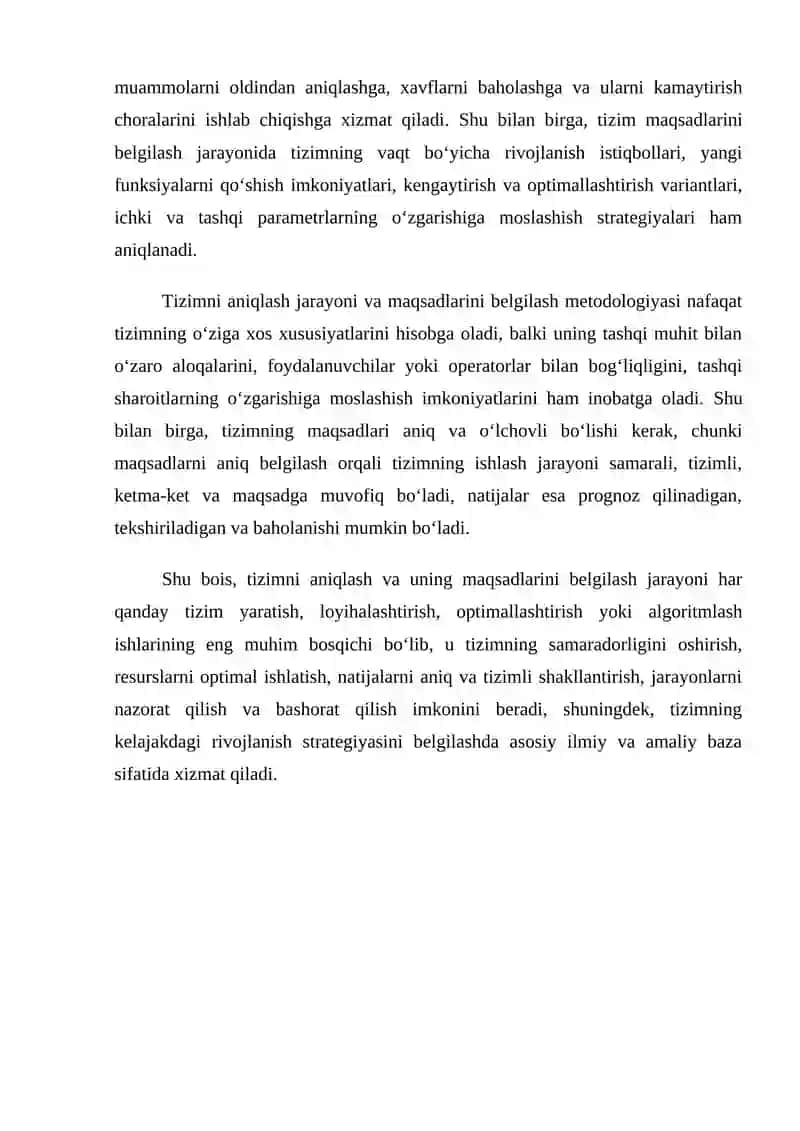 Tizimlarning ishlash jarayonini shakillantirish va algoritmlash 3