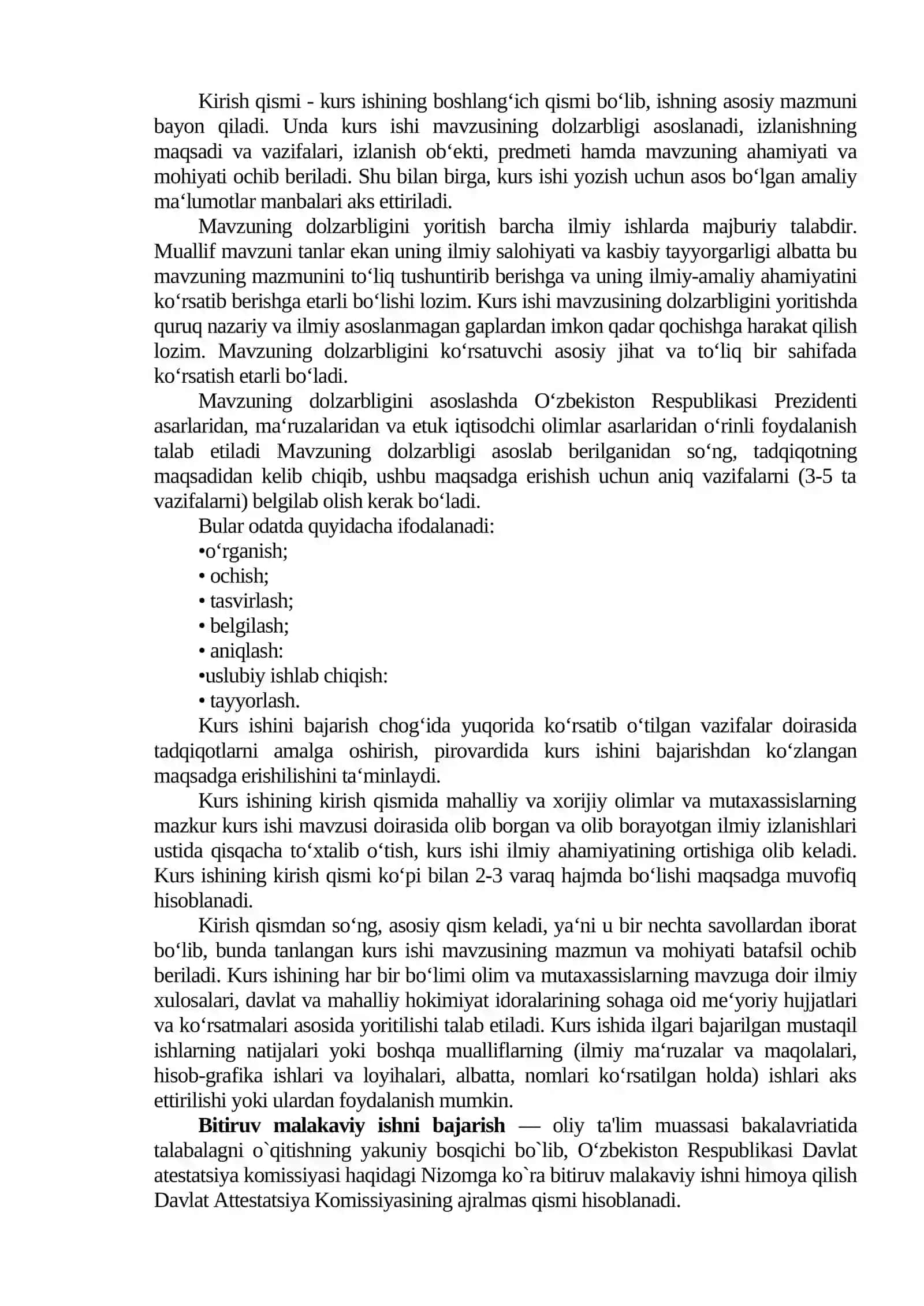 KURS ISHI, BITIRUV MALAKAVIY ISHNI YOZISH TARTIBI 3