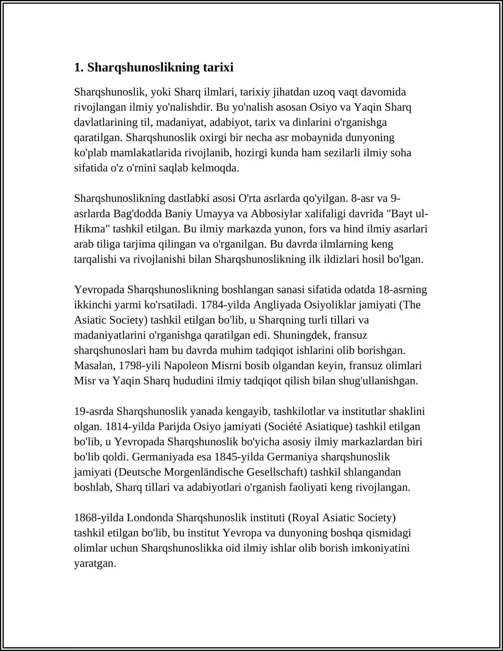 MUSTAQIL ISH Mavzu: ORIENTALISTIKA 3