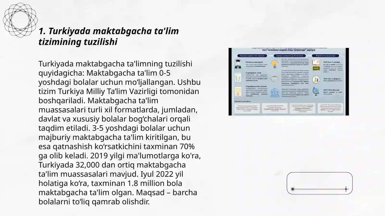 Turkiya maktabgacha taʼlim tizimi va unda taʼlim dasturlarining bajarilishi 3