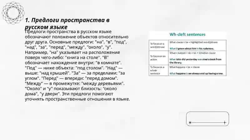 Выражение пространственных отношений в простом и сложном предложении 3