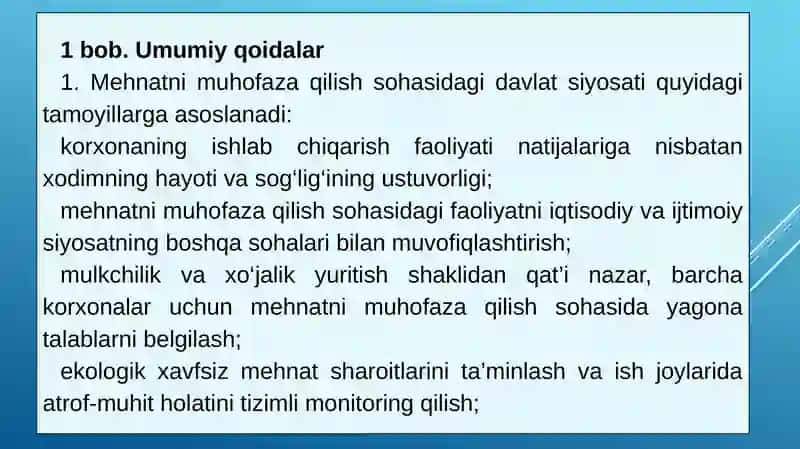 Mehnatni muhofaza qilish ishlarini tashkil etishning qo'shimcha chora-tadbirlari 3