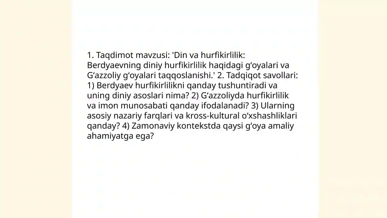 Din va hurfikirlilik mavzusida taqdimot tayyorlash 3