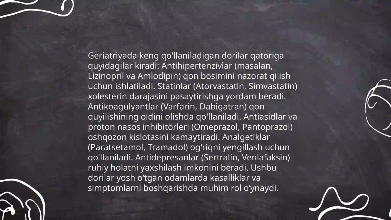 Geriatriya amaliyotida qoʻllaniladigan dorilar haqida umumiy maʼlumlar 3