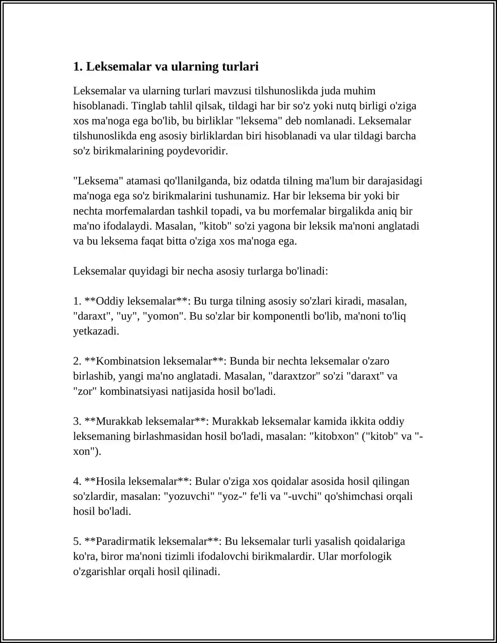 LEKSEMANING SEMANTIK TABIATI:LEKSEMA, SEMEMA VA SEMA 3