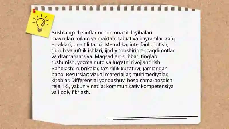 Boshlangʻich sinflar uchun ona tili loyihalari 3