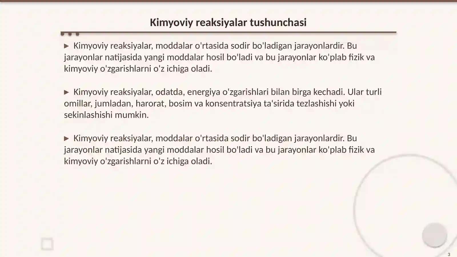 Kimyoviy reaksiyalar turlari 3
