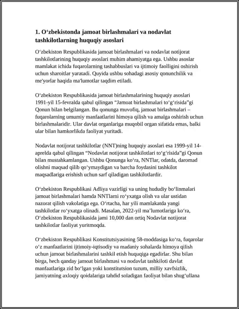 O'ZBEKISTONDA FAOLIYAT YURITAYOTGAN JAMOAT BIRLASHMALARI VA NODAVLAT TASHKILOTLARI 3