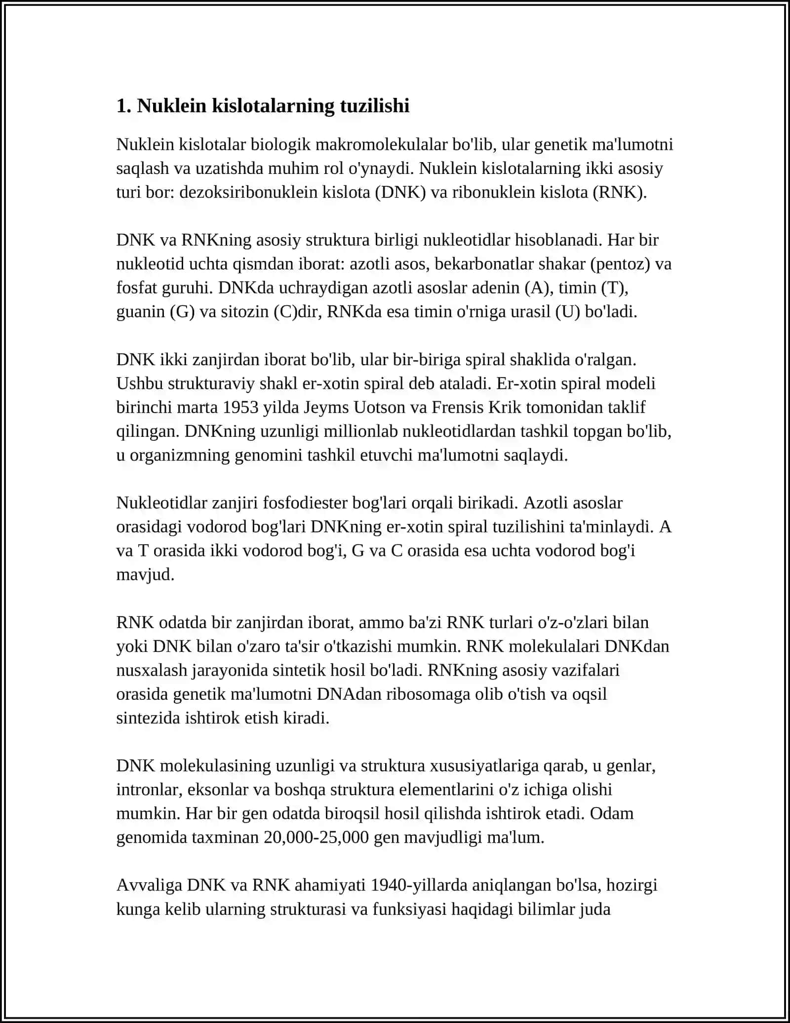 NUKLEIN KISLOTALAR VA OQSILLAR BIOSINTEZI 3