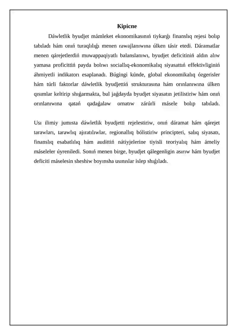 Dáwletlik byudjettiń tiykarǵı túsinikleri hám qurılısı 3