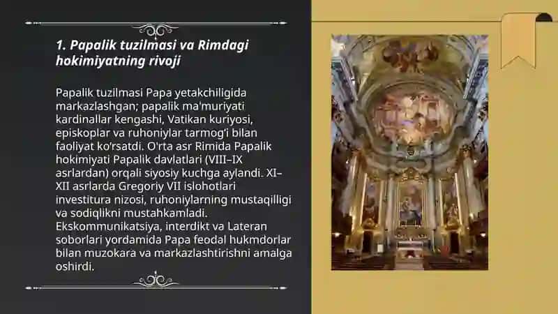Papalik tuzilmasi va Rimdagi hokimiyatning rivoji 3