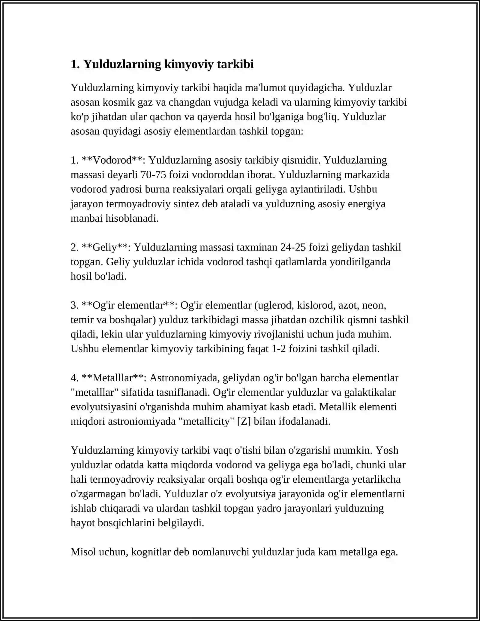 ASTRANOMIYA FANIDAN, YULDUZLAR FIZIKASI VA EVOLYUTSIYASI 3