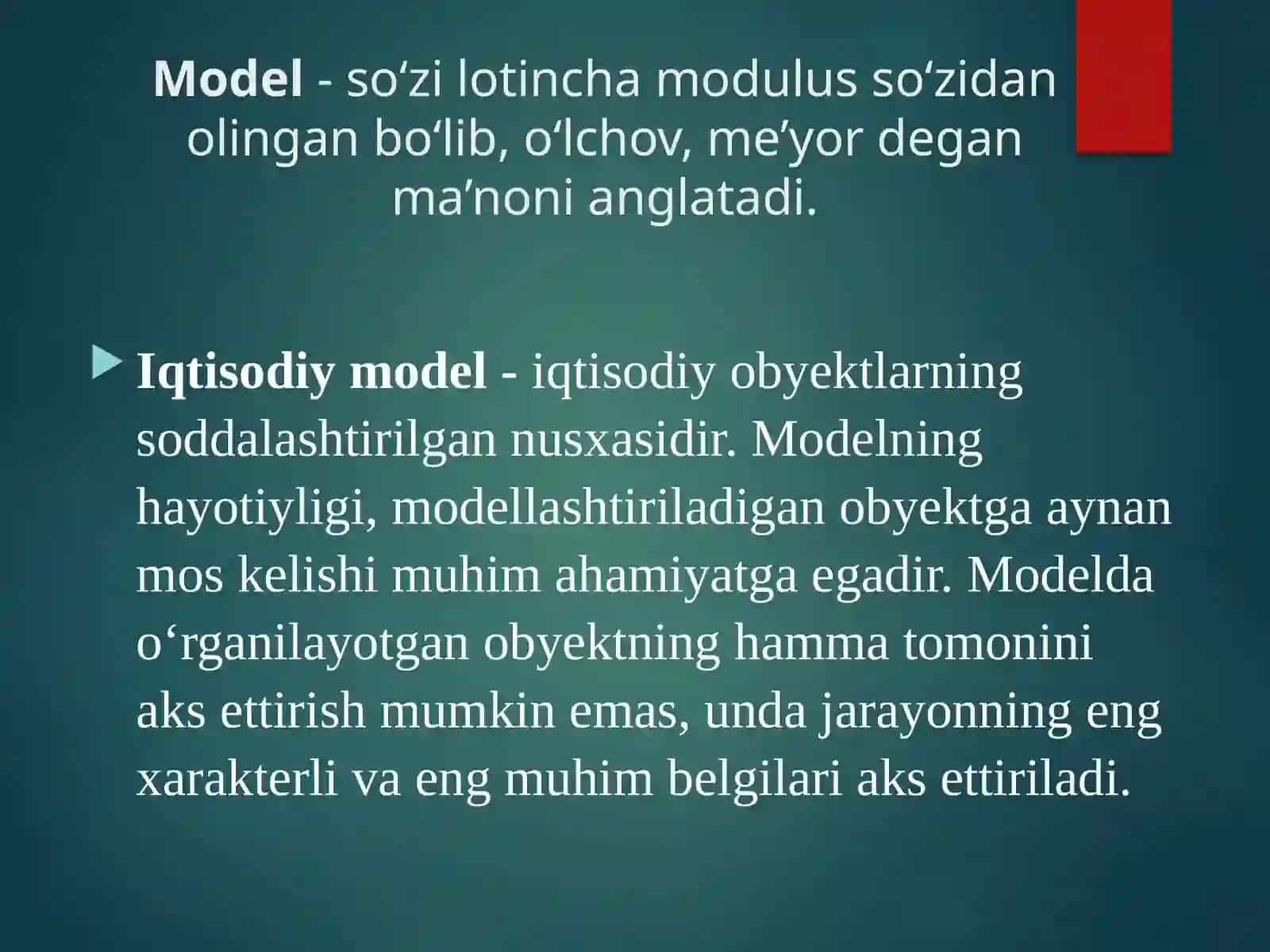 Model va modellashtirish faniga kirish 3